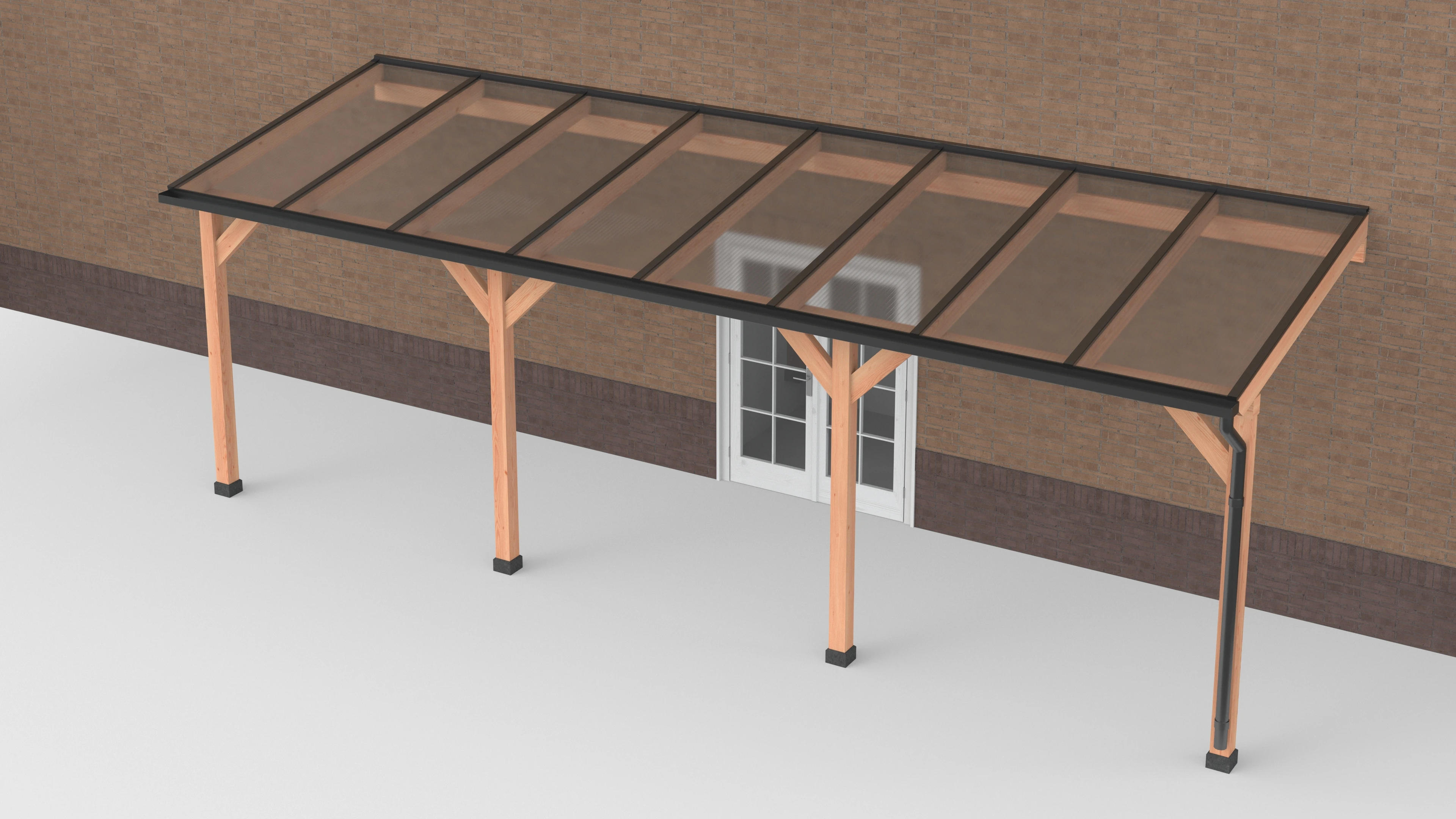 Douglas overkapping Geschaafd Zwart Helder Polycarbonaat 800 x 250 cm - Afbeelding 1